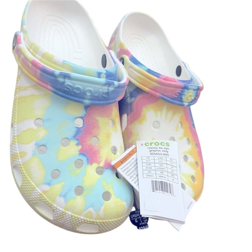 Crocs Classic Tie Dye Graphic Clogs Mens Size 11 Slip On Shoes